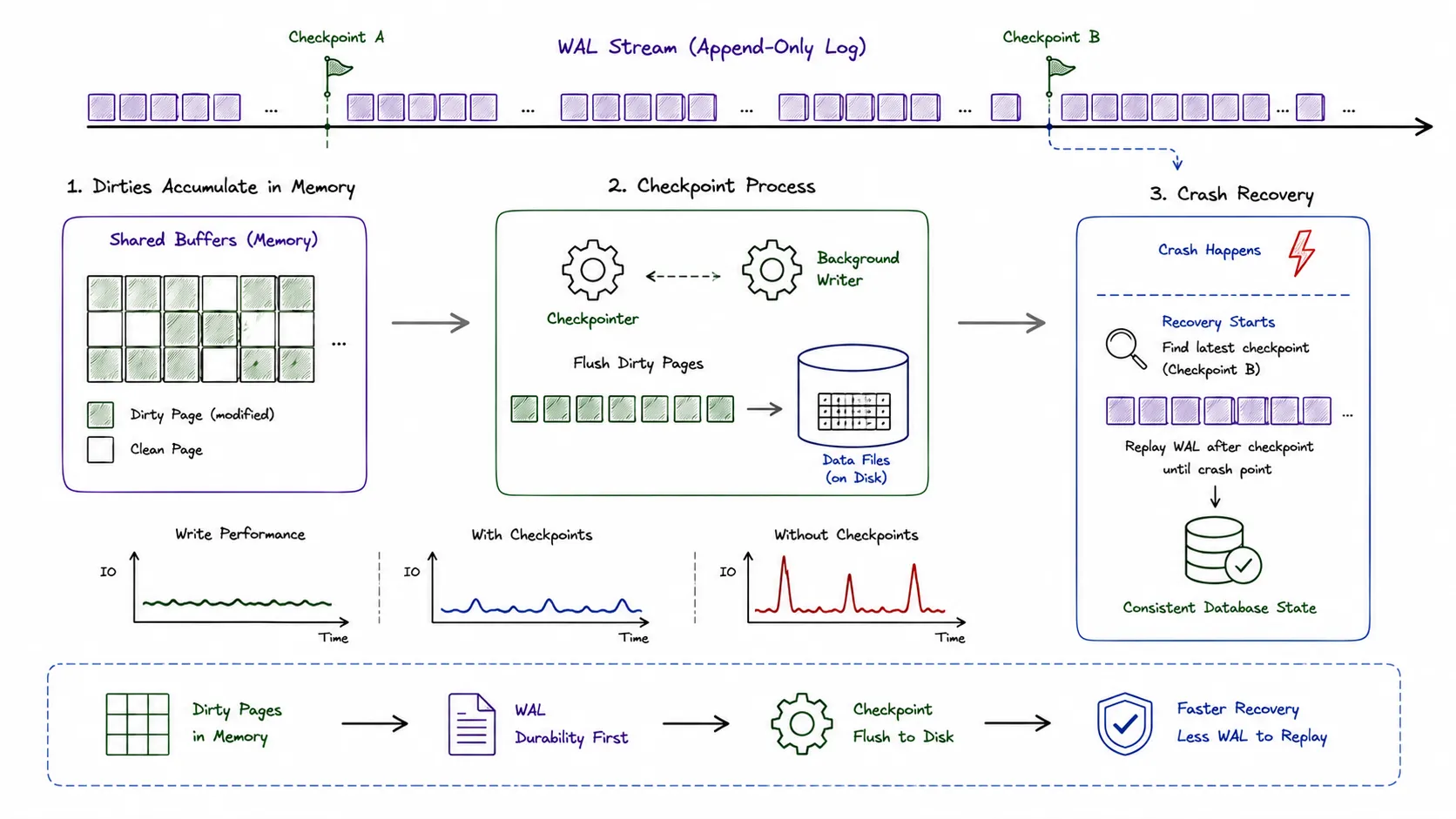 PostgreSQL Checkpoints: Dirty Pages, WAL, and Recovery Performance
